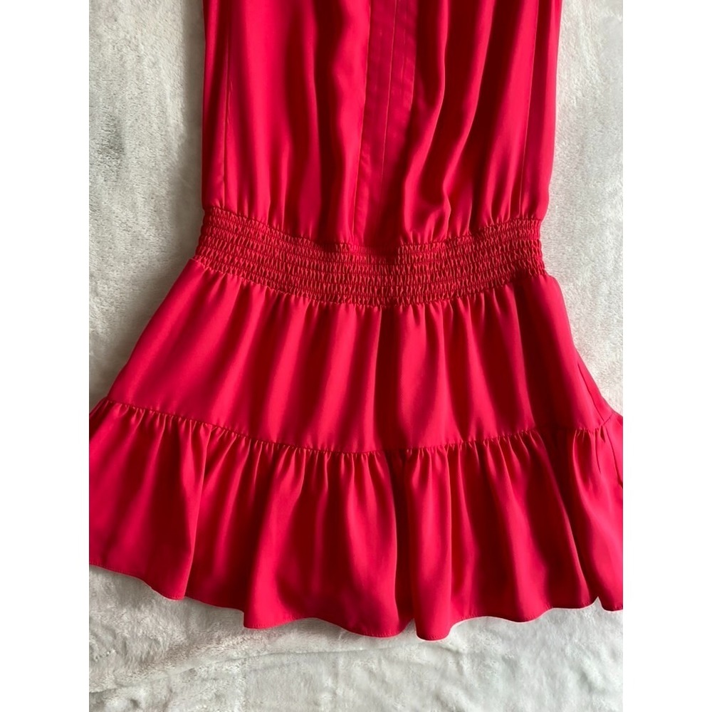 Amanda Uprichard Mini Dress Sz XS Hot Pink Drop Waist Ruffle Tiered Party Barbie - Picture 7 of 15